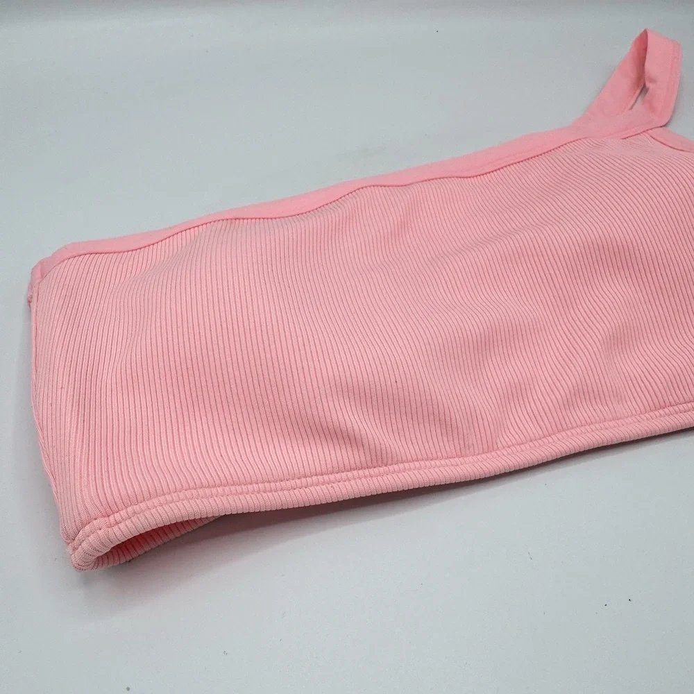 L*Space Axel Bikini Top Large NWT Crystal Pink Ribbed Designer Swimwear